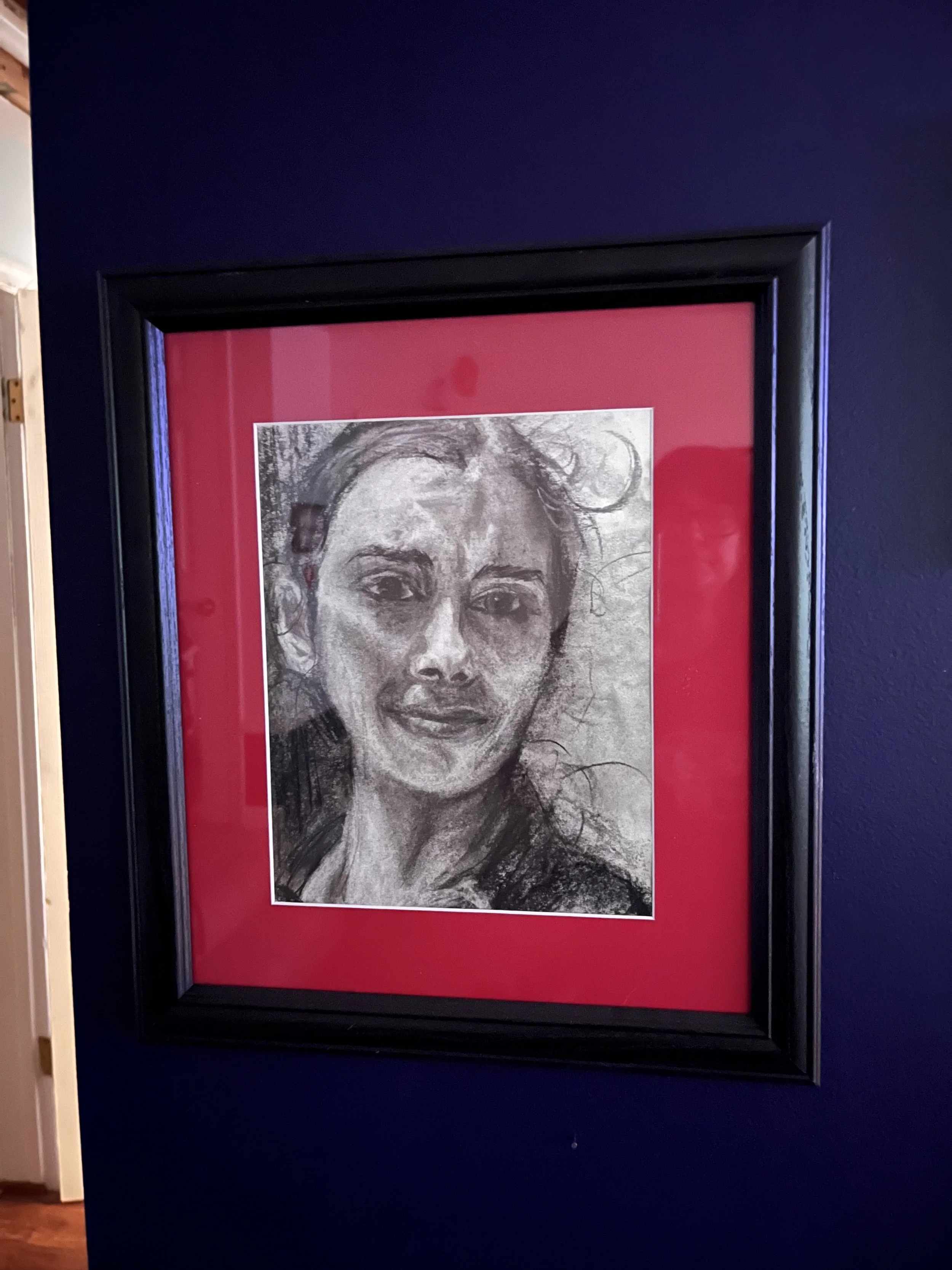 SandraBlevins-Portrait-of-Ana-Mendieta-purple-wall - Sandra Blevins.jpg