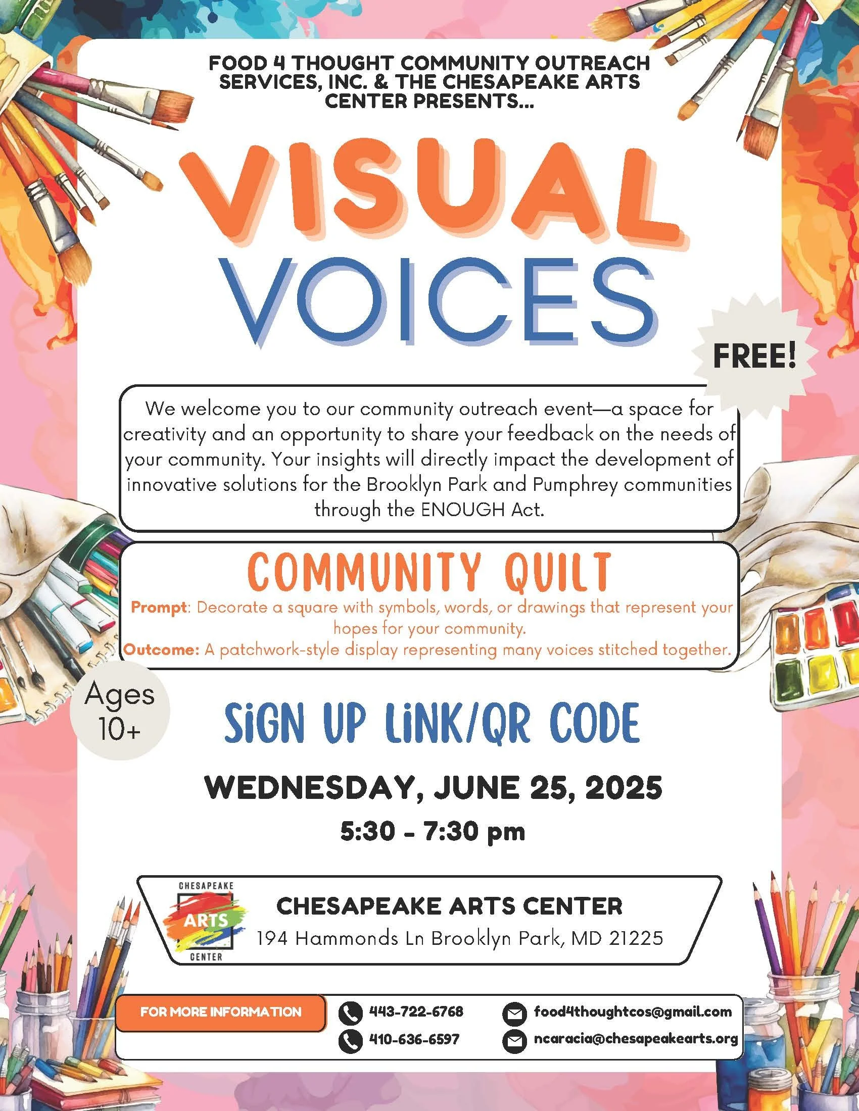 Food 4 Thought Community Outreach Services, INC. & Chesapeake Arts ...
