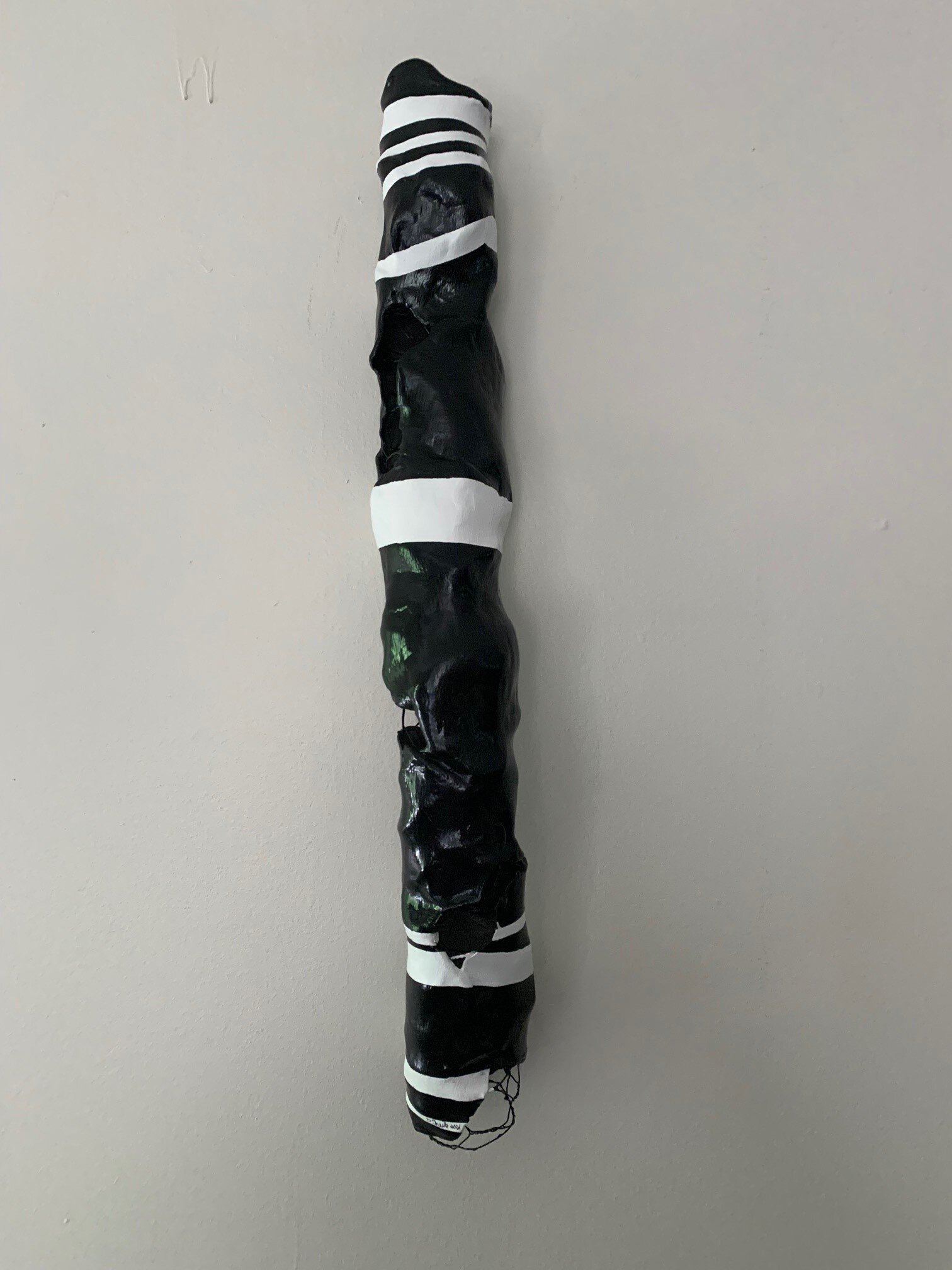 Black with White Stripes Wall Sculpture