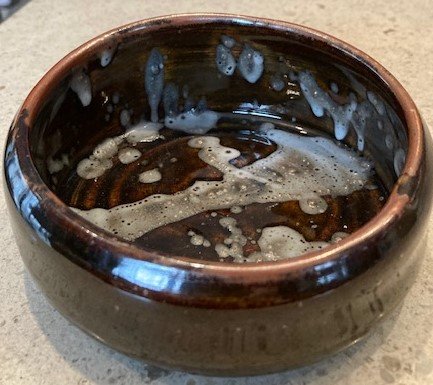 Brown Bowl w/White Design