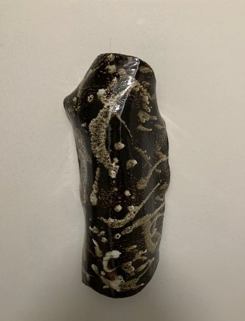 Wall Sculpture. Brown with White Design 16 x 7 x 3.jpg