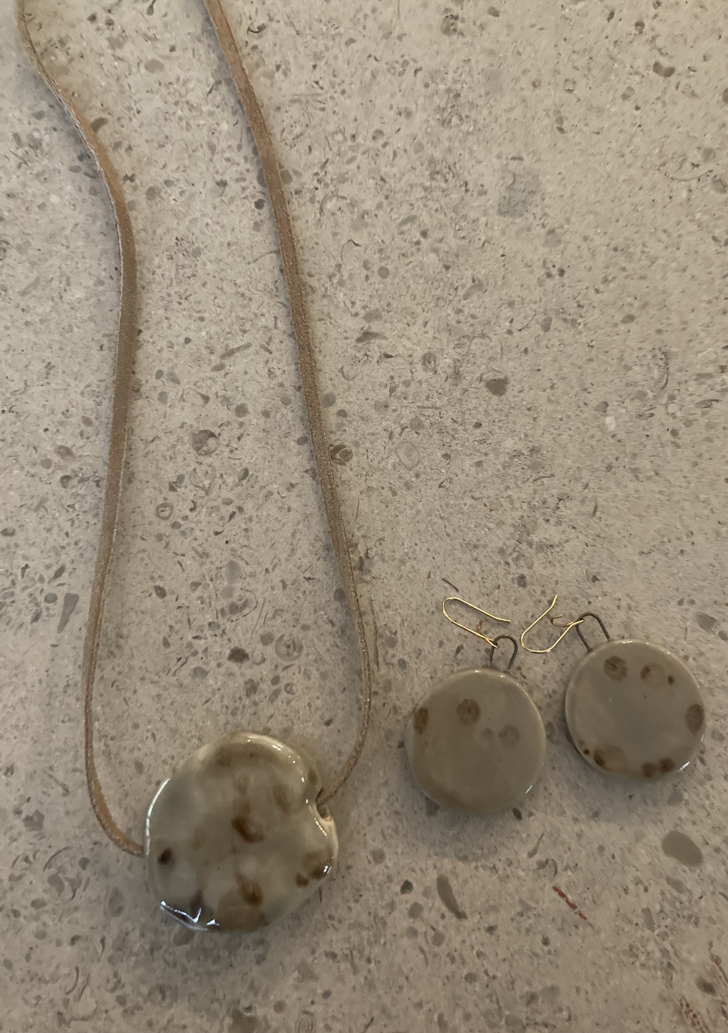Sage and Brown Necklace & Earrings