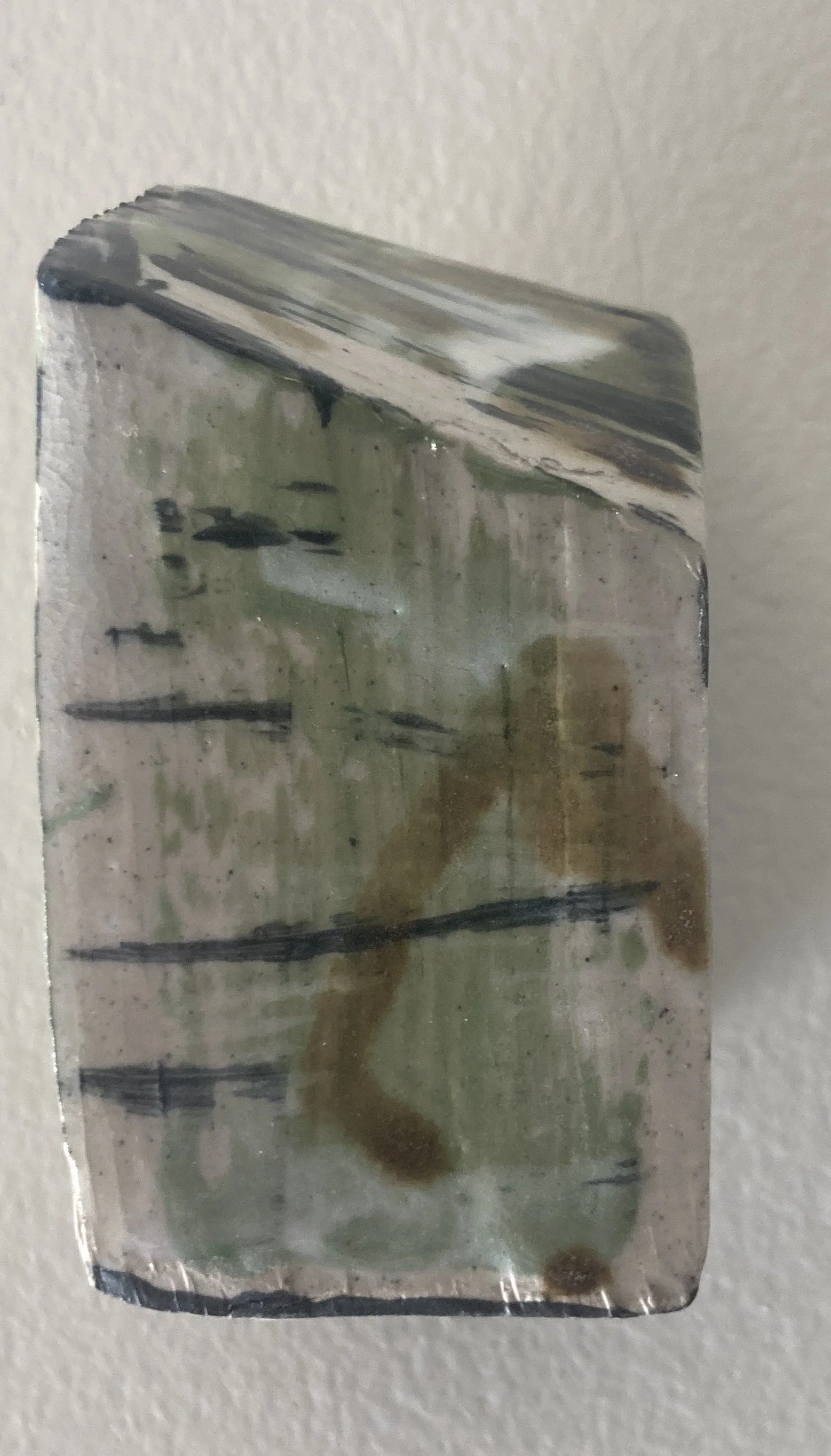 Box Sculpture-Angle- Green, Brown 2 x 2 x 4 ht.jpeg