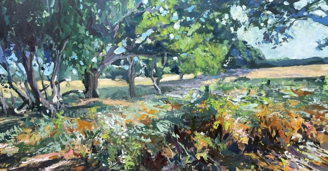 From a Certain Perspective, Acrylic and Oil Paint on canvas, 61 x 122 cms #Arne #summer #Dorset #landscape #landscapeartist #contemporarylandscape #natureteserve #painting #light #colour #contemporarypainting #contemporary art #contemporaryartist #ar