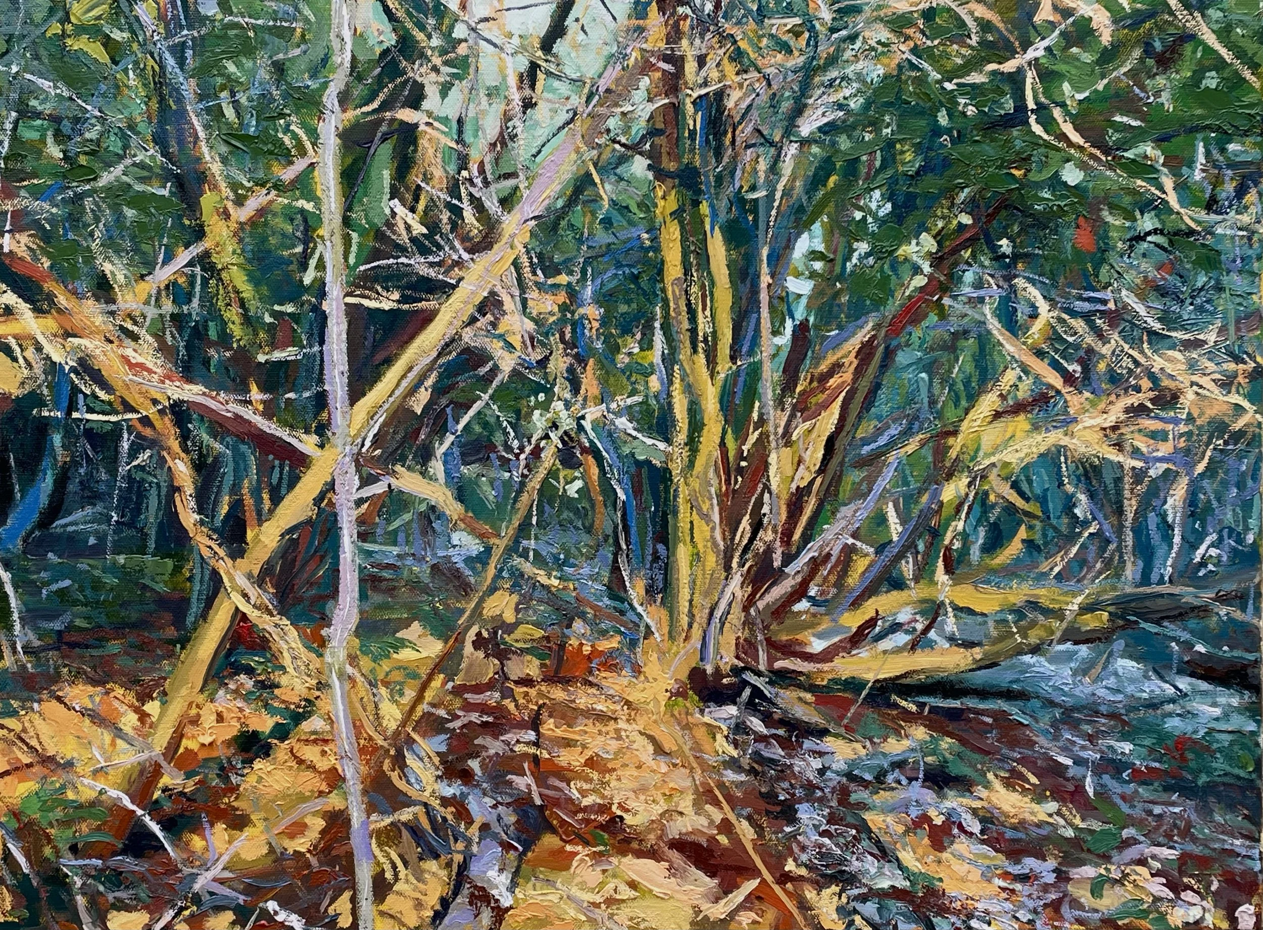 'Ash, Vine & Fire', Oil on Canvas, 45.5 x 61 cms
