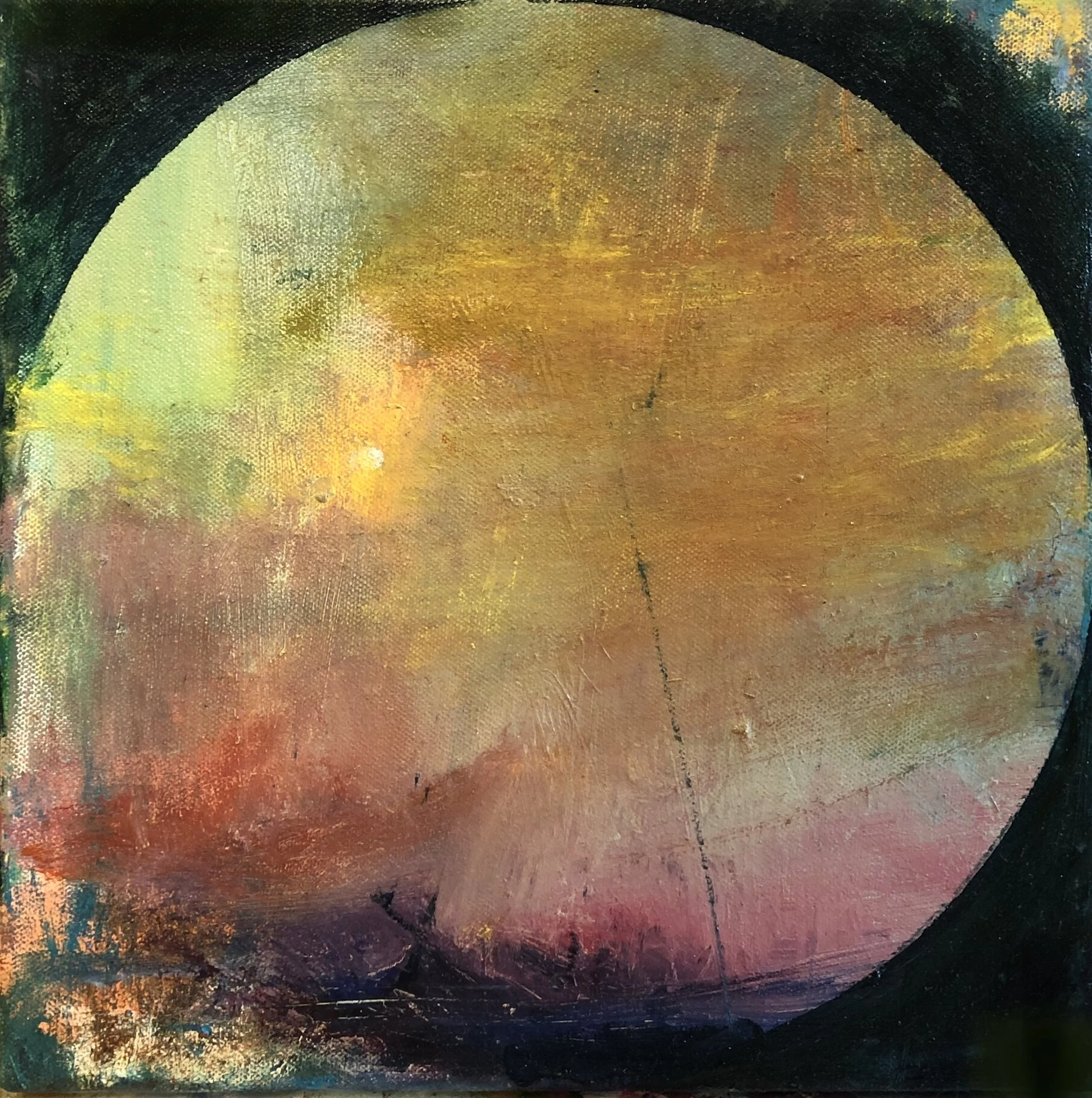 Swansong For The Long Gone, oil on canvas, 12" x 12"