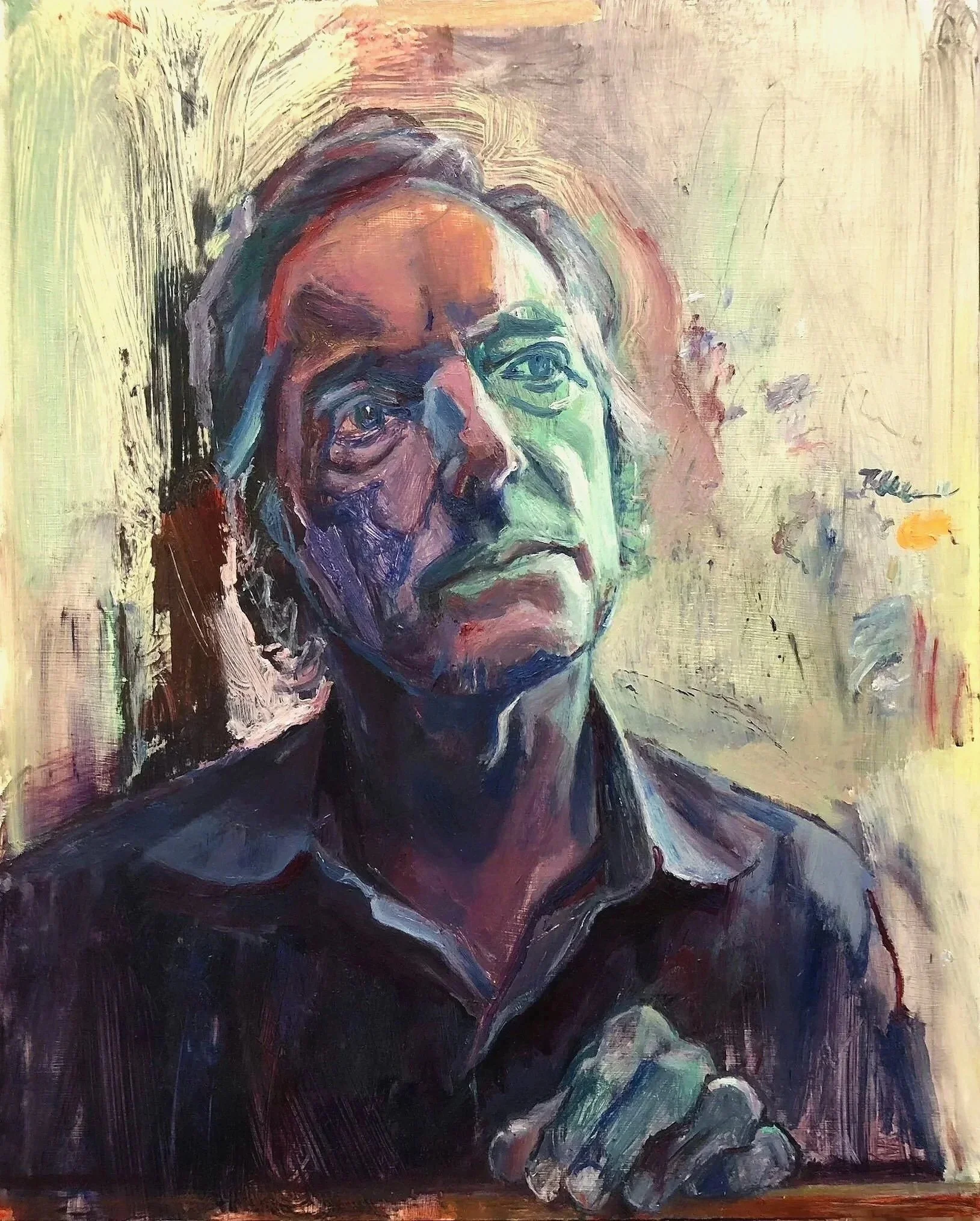 Portrait of The Sculptor William Logan, oil on wood panel, 19" x 15"