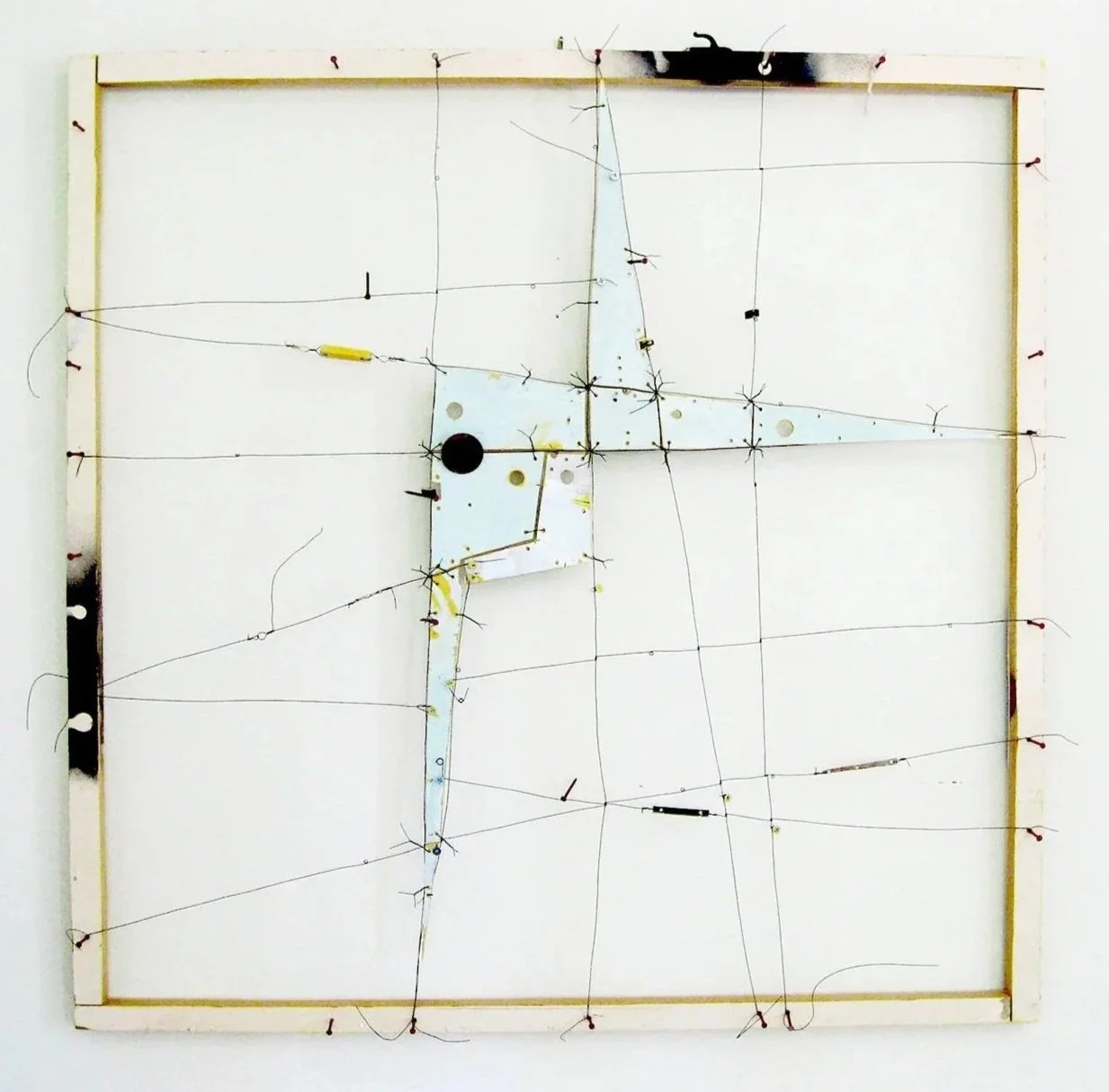 Ballet Dancer, acrylic on wood, wire, and miscellaneous hardware, 36" x 36"