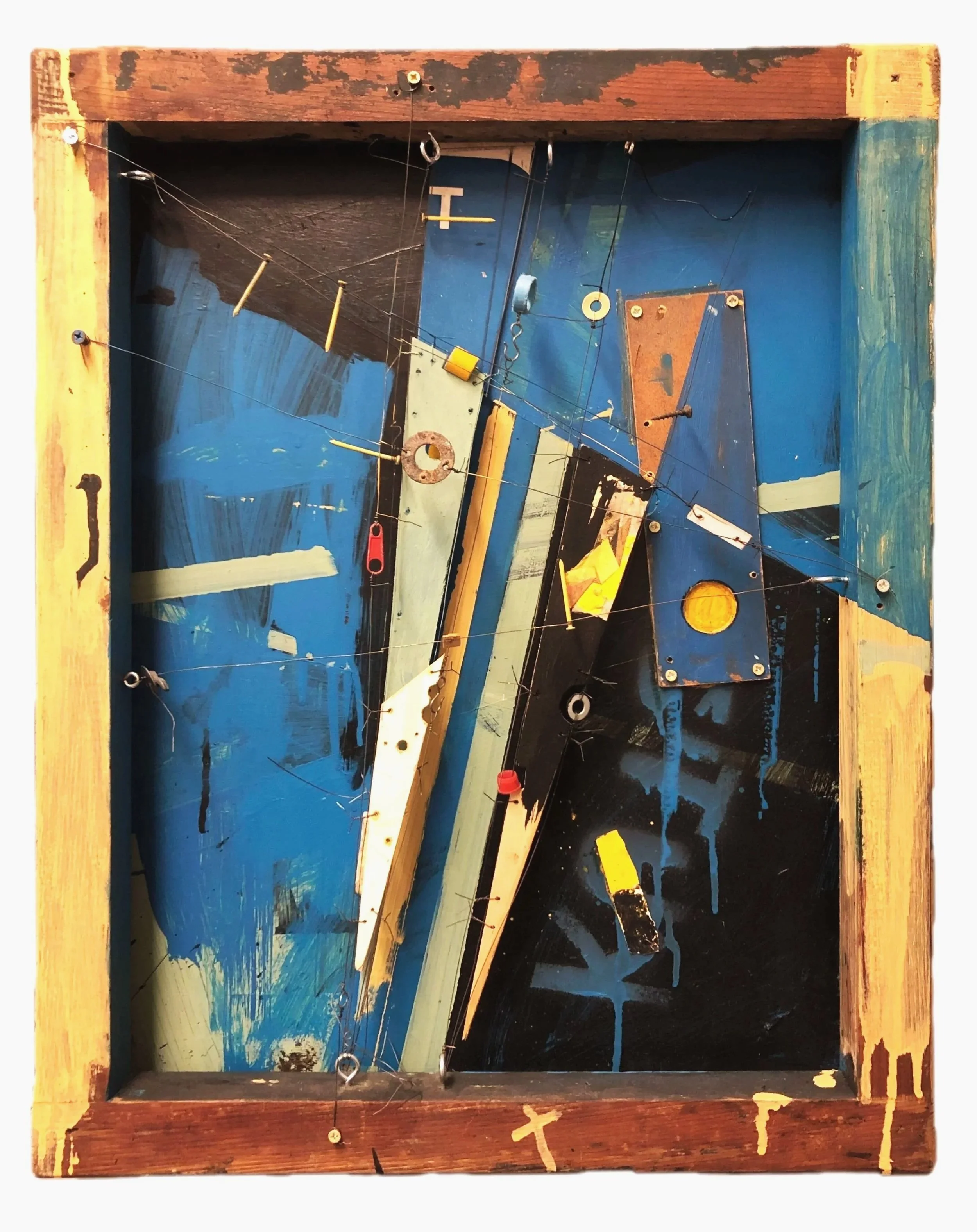 Daffodil, acrylic on wood, wire, and miscellaneous hardware, 30" x 18" x 4"