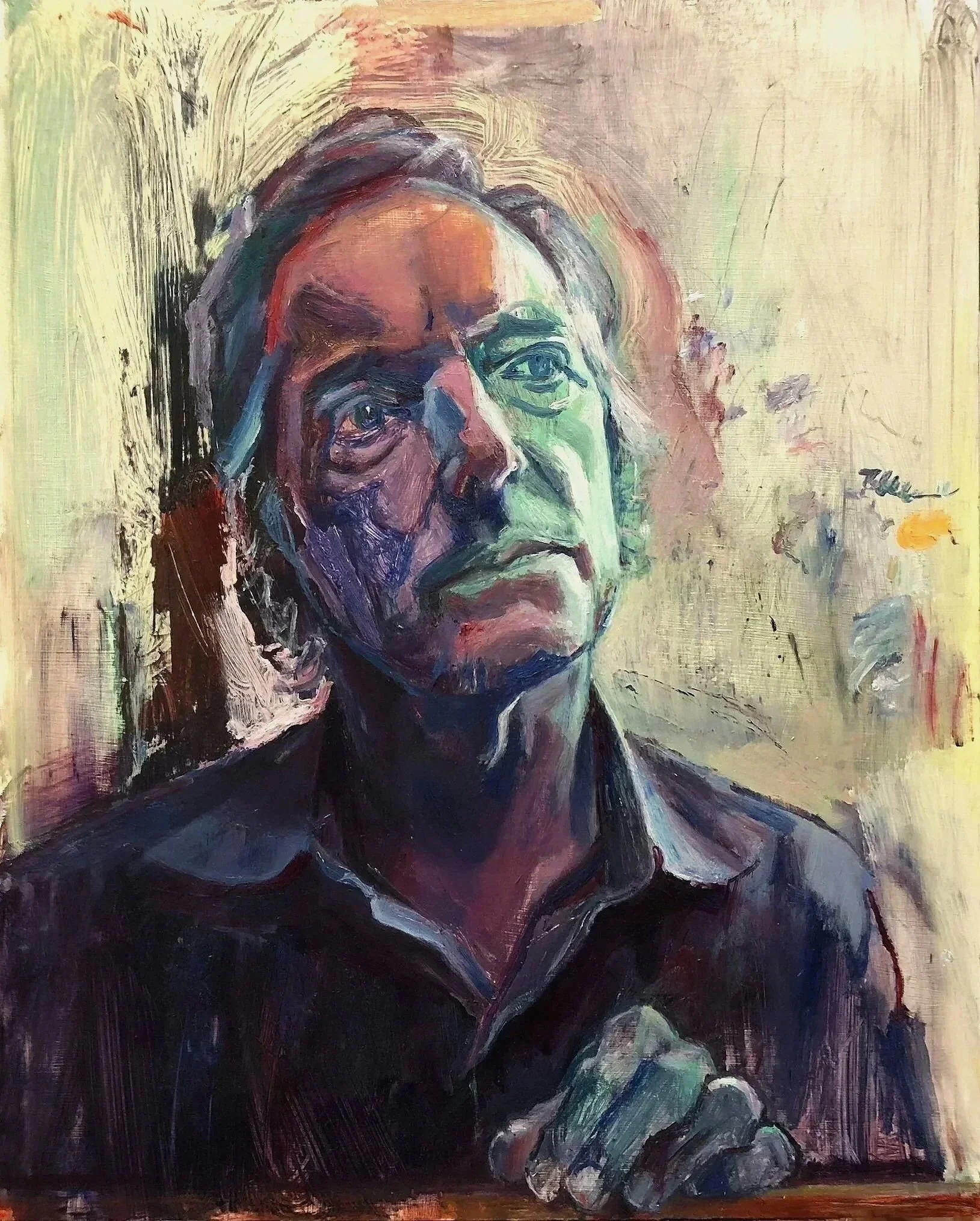 Portrait of The Sculptor William Logan, oil on wood panel, 19" x 15"