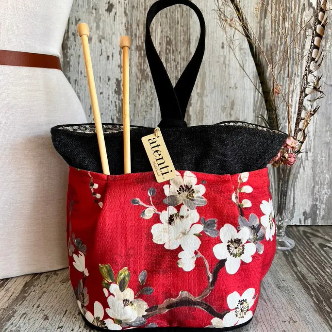 Atenti knitting bag Red Cherry blossom.png
