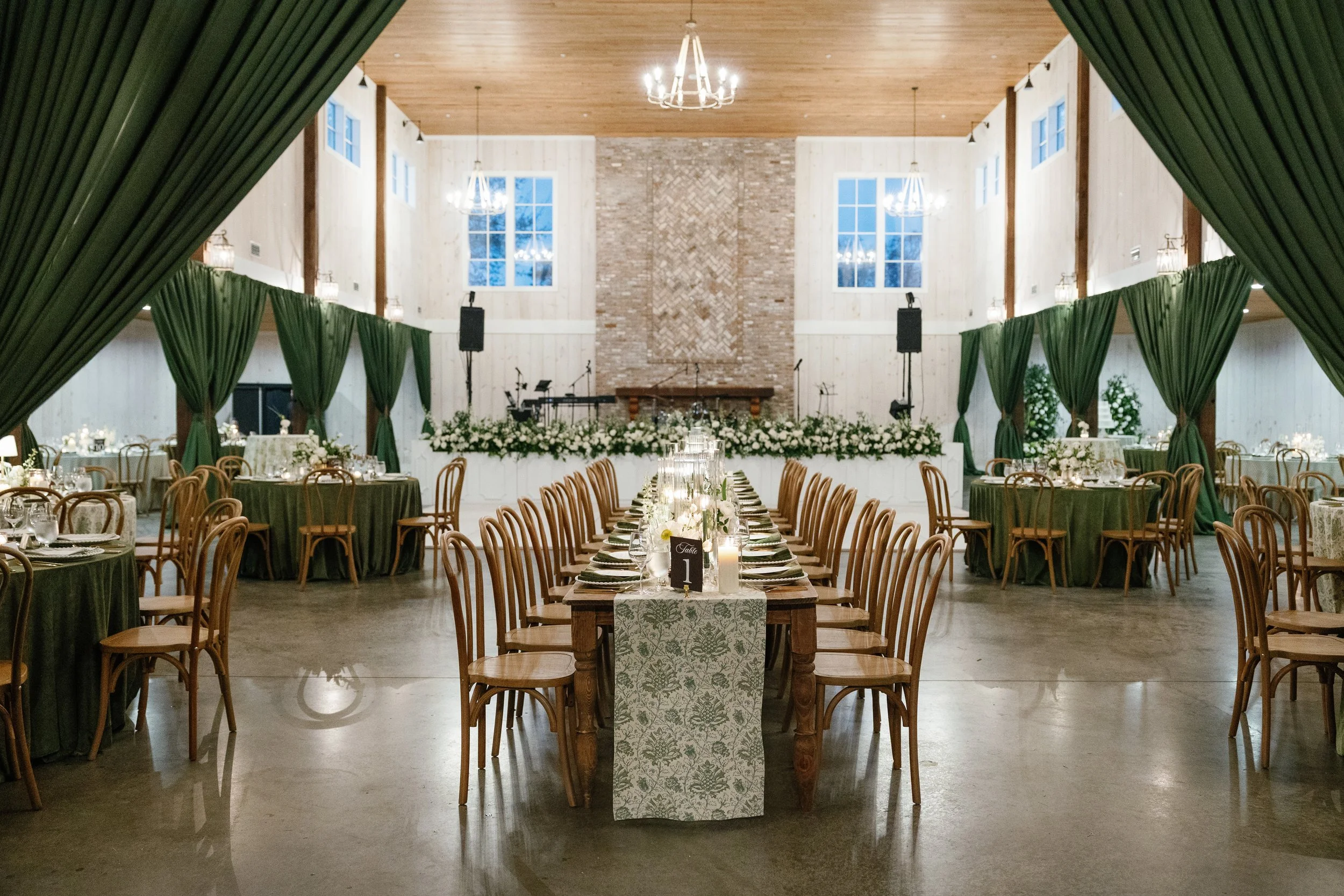 RECEPTION DRAPERY IN CLUBHOUSE AT AUBURN OAKS FARM