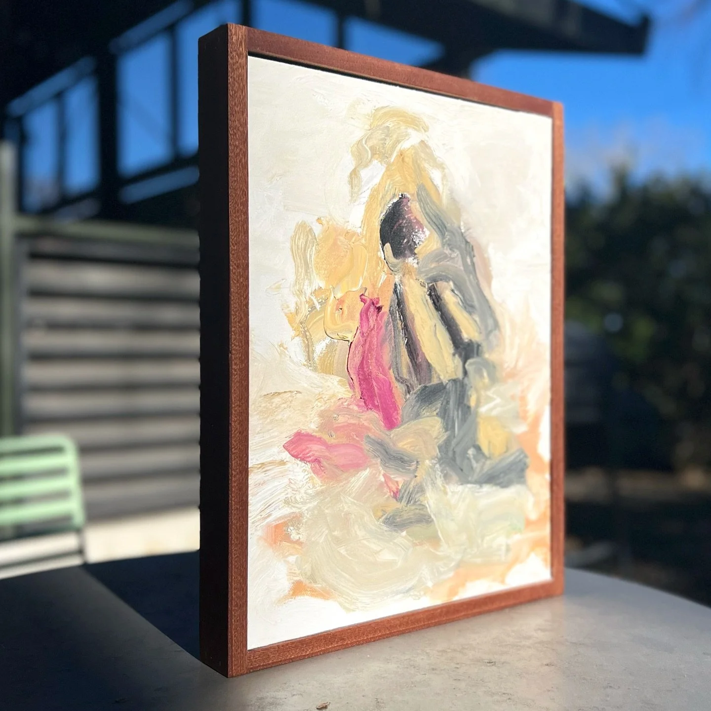 Here&rsquo;s a recent oil painting that I then built a frame for out of sapele wood. I&rsquo;ve created a bunch of these lately #woodworking #painting