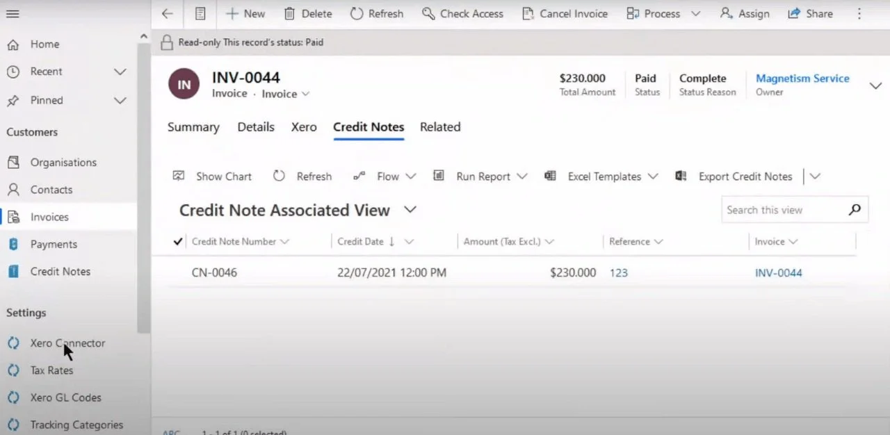   Issue credit notes against an invoice within your CRM.  