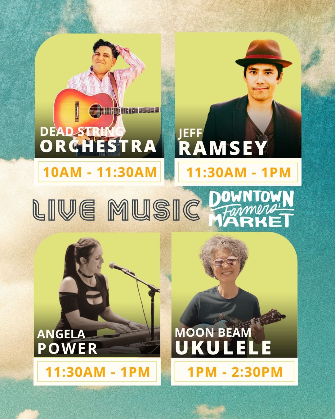 🎶 Who&rsquo;s playing today at the Downtown Farmers' Market?
Oh just an incredible mix of jazz, folk, swing, piano ballads, and community singalong joy. No big deal.

🎺 @deadstringorchestra (10AM, Main) &ndash; Swing + sass + smiles = YES.

🎹 @mus