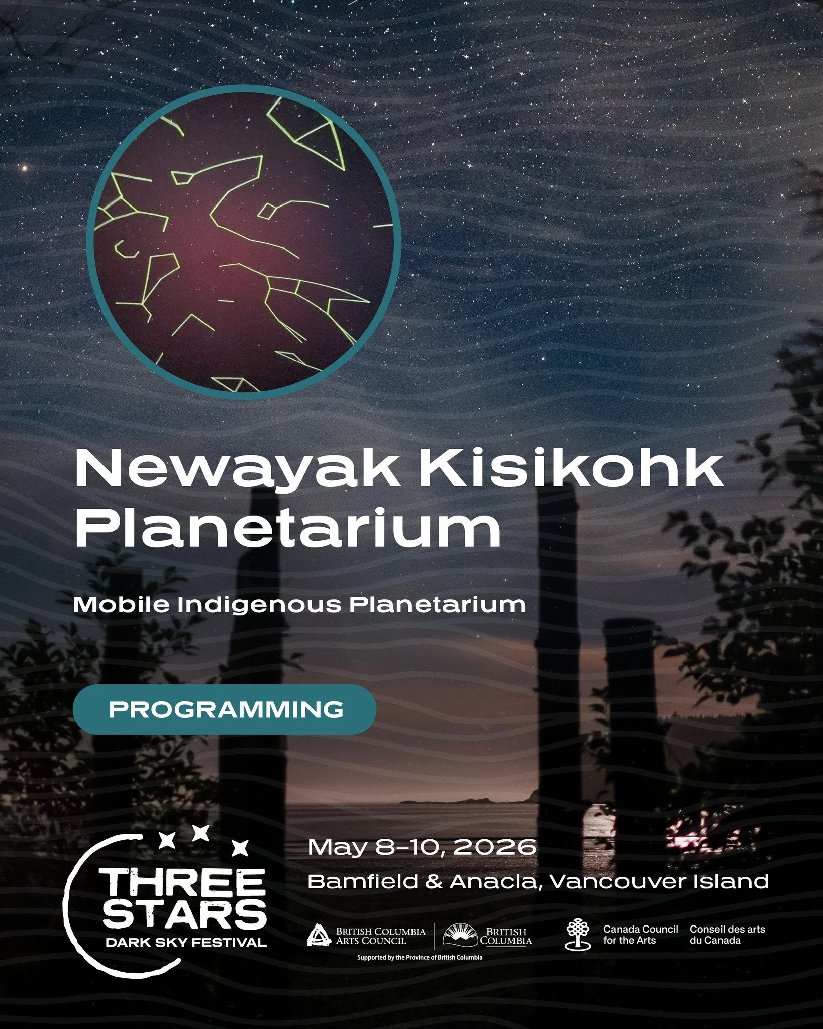 Step inside the night sky.

Not metaphorically. Literally.

The Newayak Kisikohk Planetarium brings the stars down to eye level &mdash; inside an immersive dome where story, language, and sky surround you.

Newayak Kisikohk Planetarium
House of Huu-a