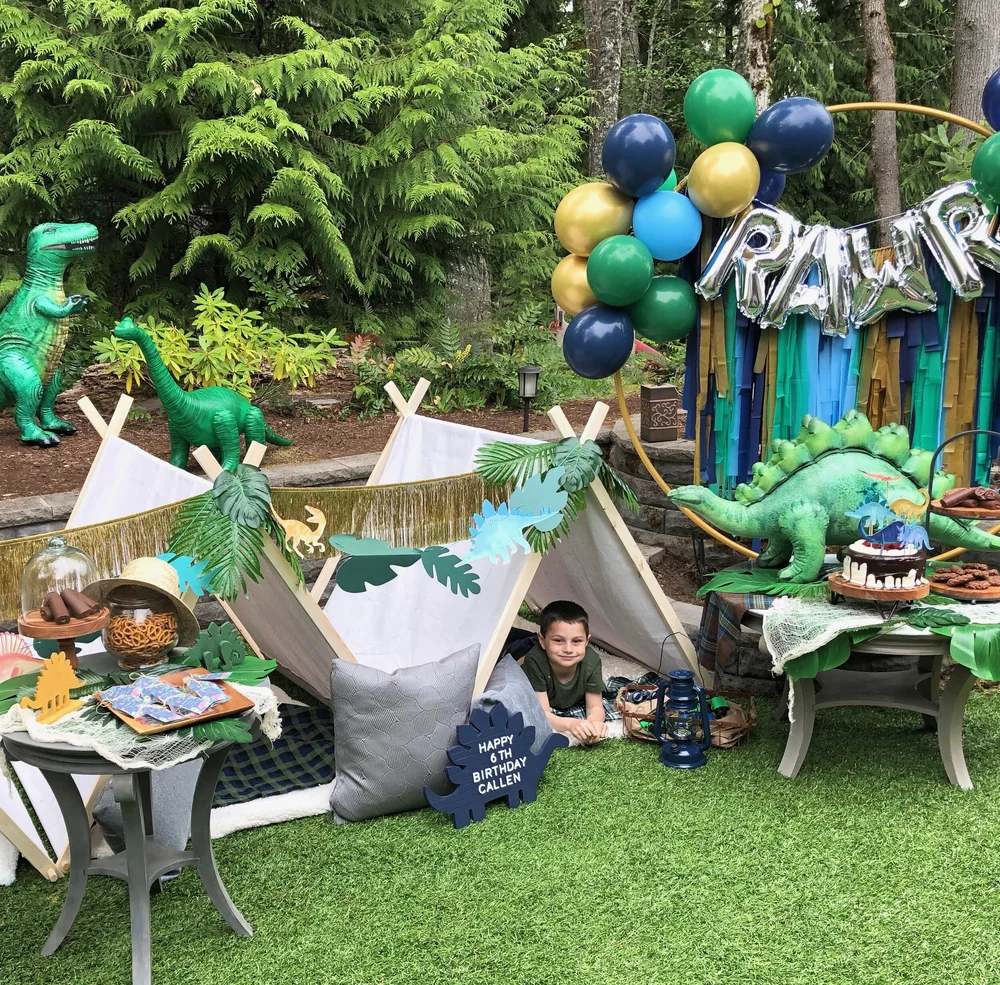 180PCS Dinosaur Birthday Party Supplies, Dinosaur Themed Birthday Party Decor For Boys Girls, Including Plates, Cups, Napkins, Tableware, Tablecloth, Banners, Balloons Serves 20