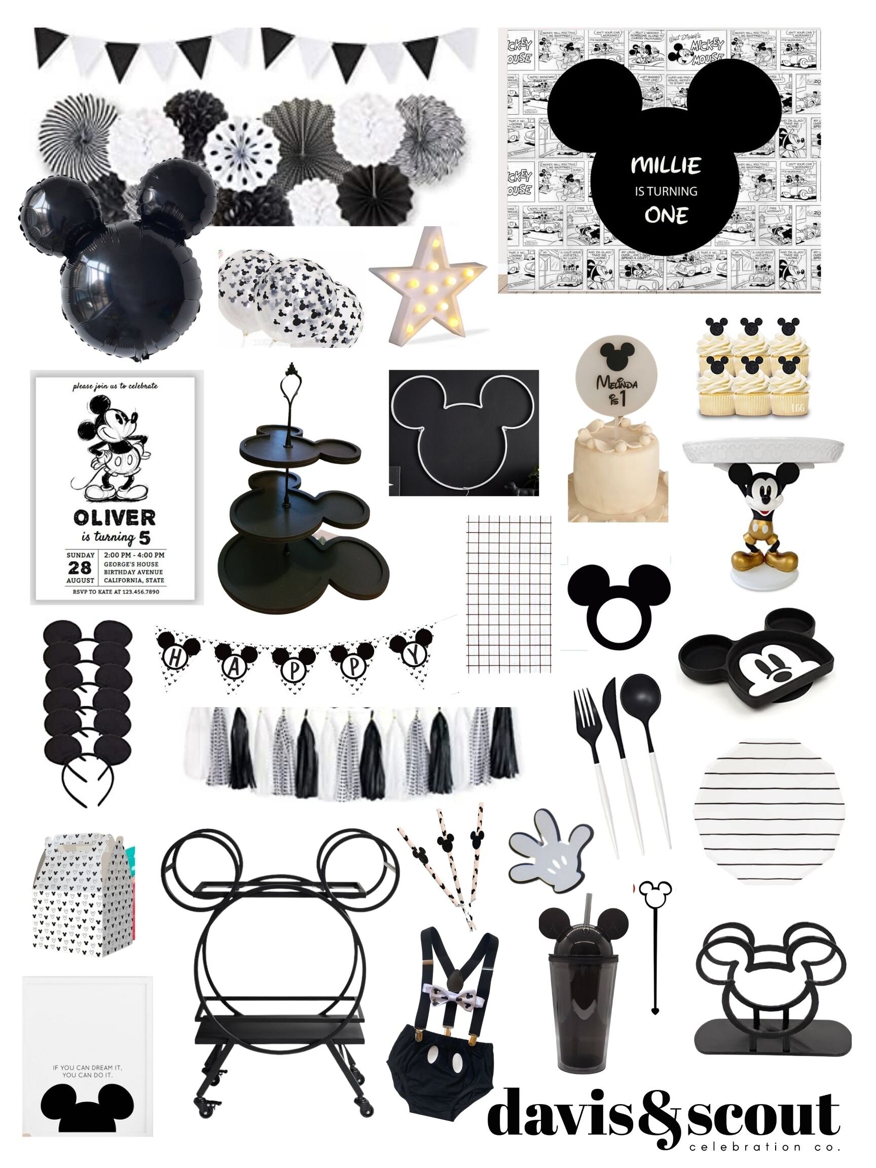 DIY Mickey Mouse in Black & White Celebration — Davis & Scout Celebration  Co.