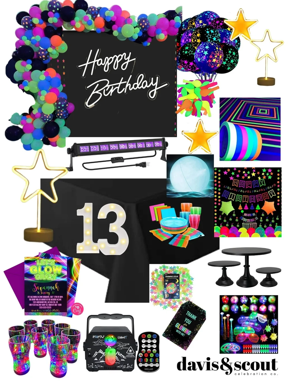 Neon Party  Planned Party Themes  Davis & Scout Celebration Co.