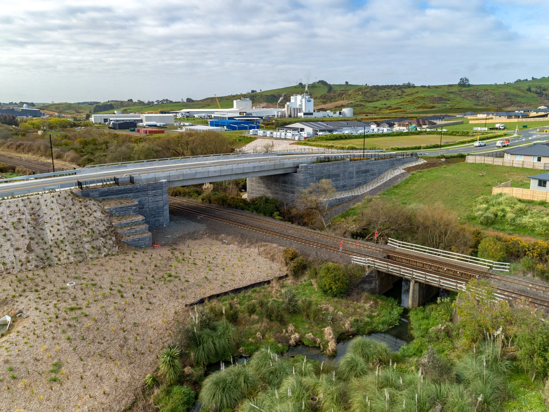 Rail bridge and surrounding ponds