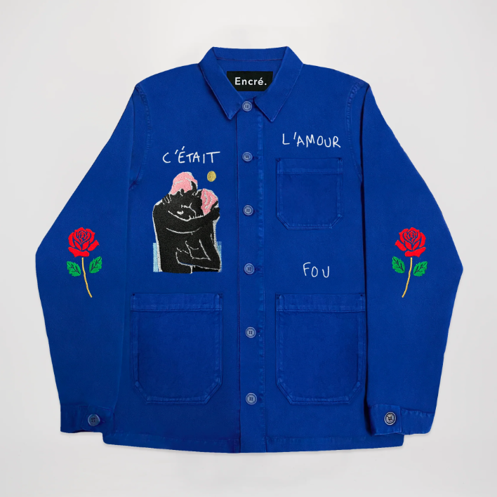 Veste worker bleu - C’était l’amour fou - Encré Atelier