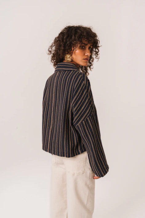 Surchemise courte ALIETTE GADJO bleu nuit | Sacrécoeur – Twins Concept Store