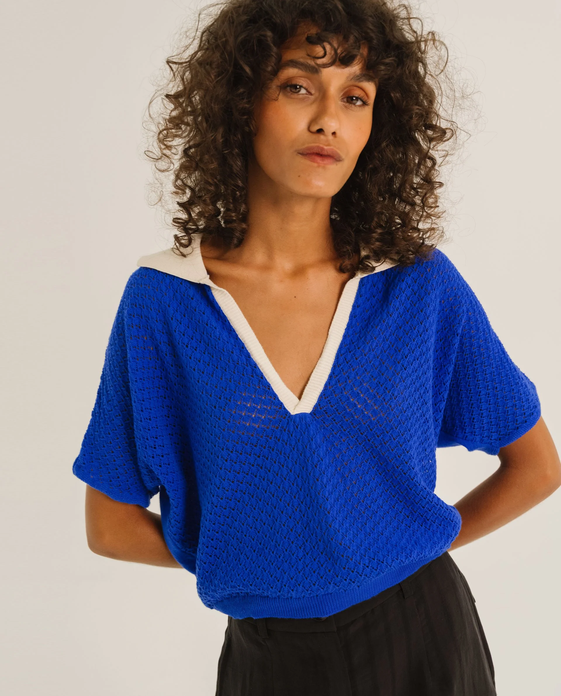 Polo Enzo Klein Tinsels – Polo en maille femme | Twins Concept Store