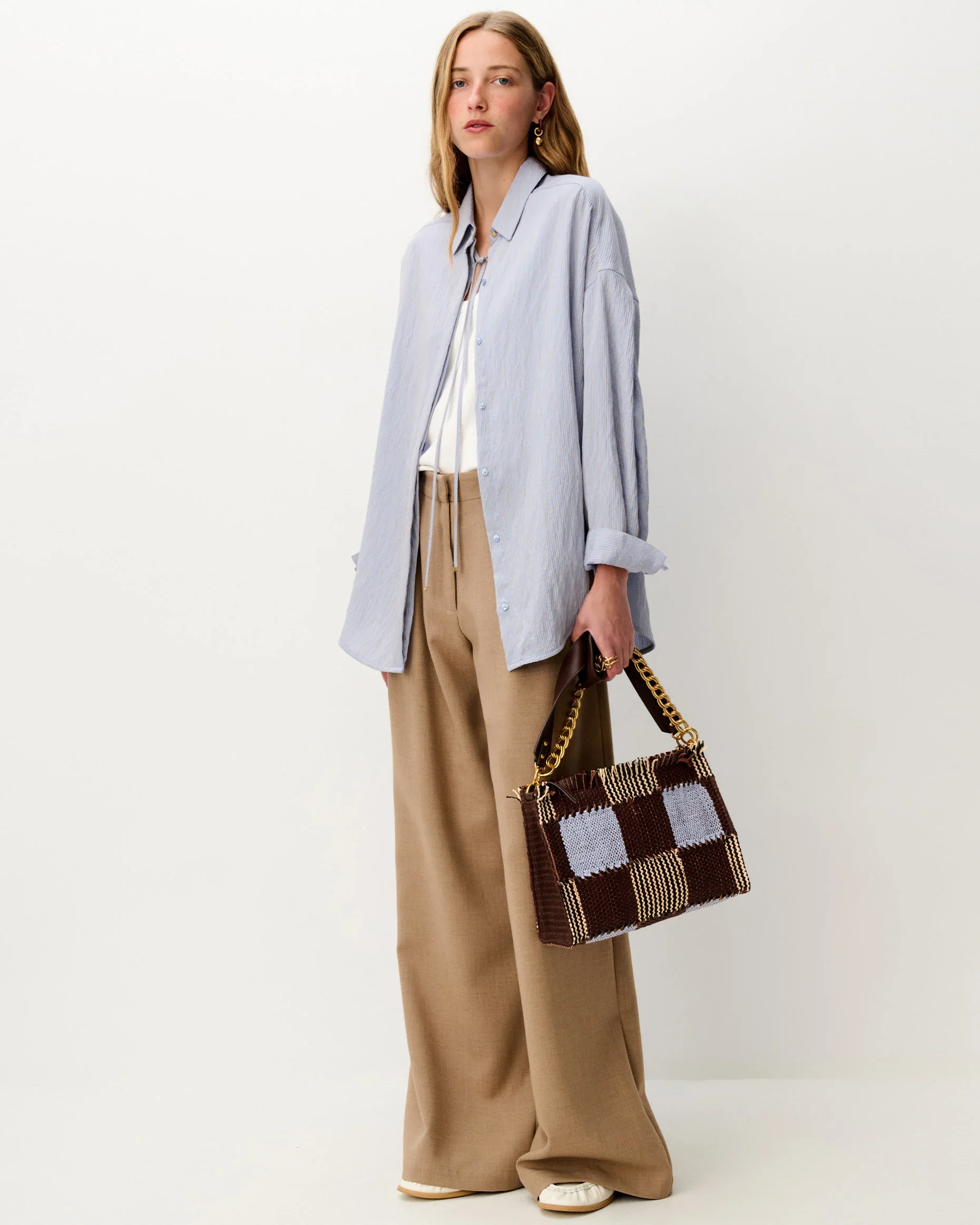 Chemise oversize femme LIZA – Sessùn – Bleu ciel à rayures