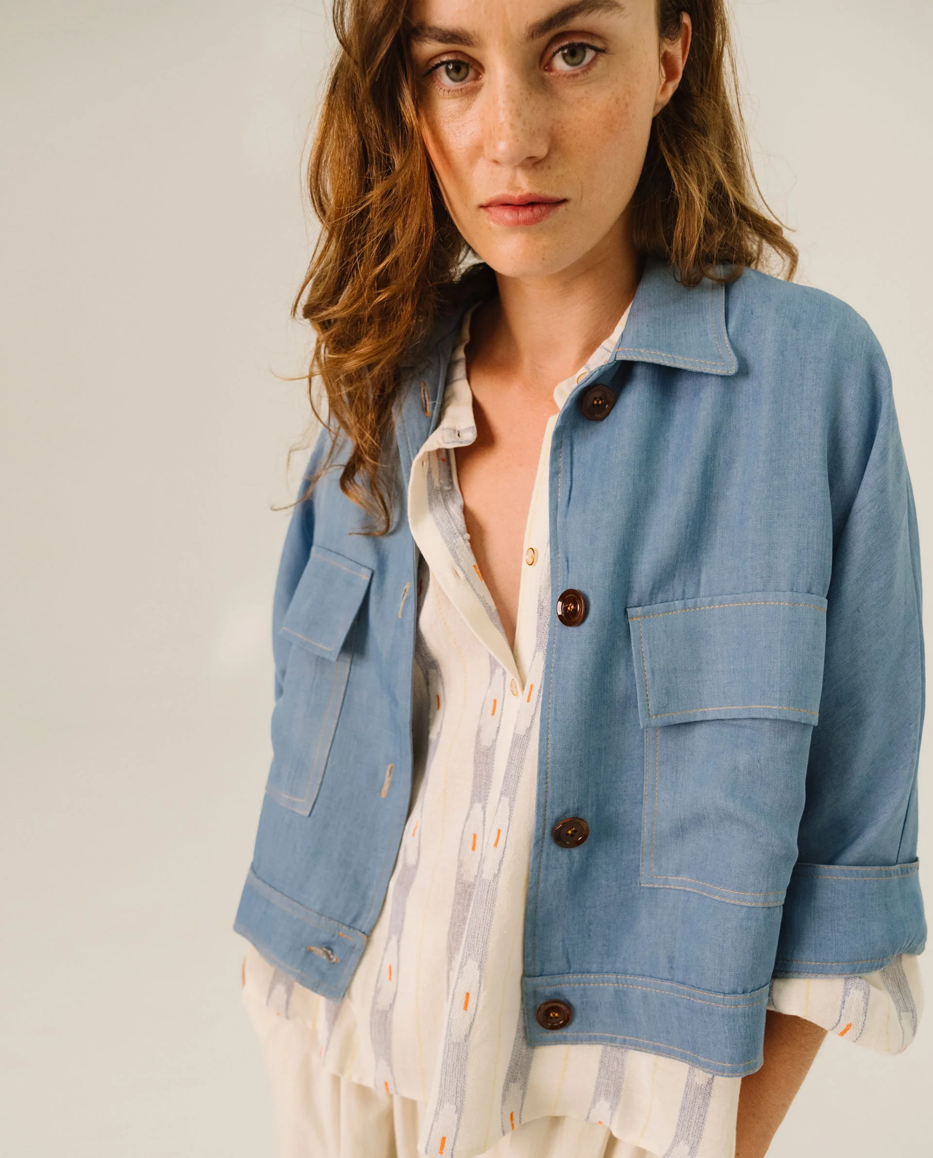 Veste courte denim Lyocell ETIENNE Indigo | Tinsels – Twins Concept Store