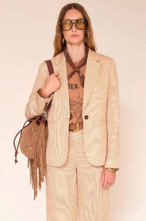 Veste VRIMA sand rayée MKT Studio | Twins Concept Store