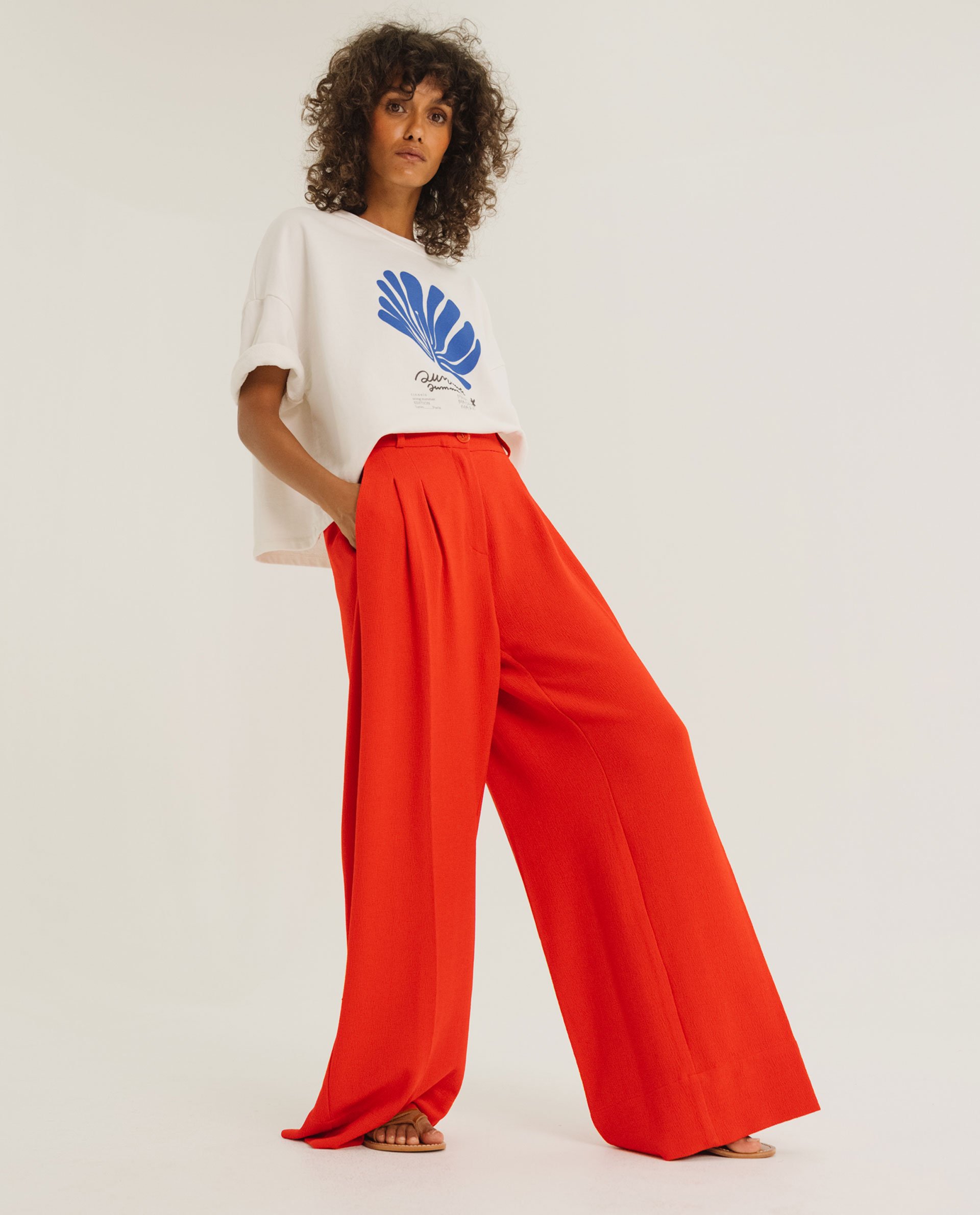 Pantalon Upton Pulpe Tinsels – Pantalon large femme rouge | Twins Concept Store