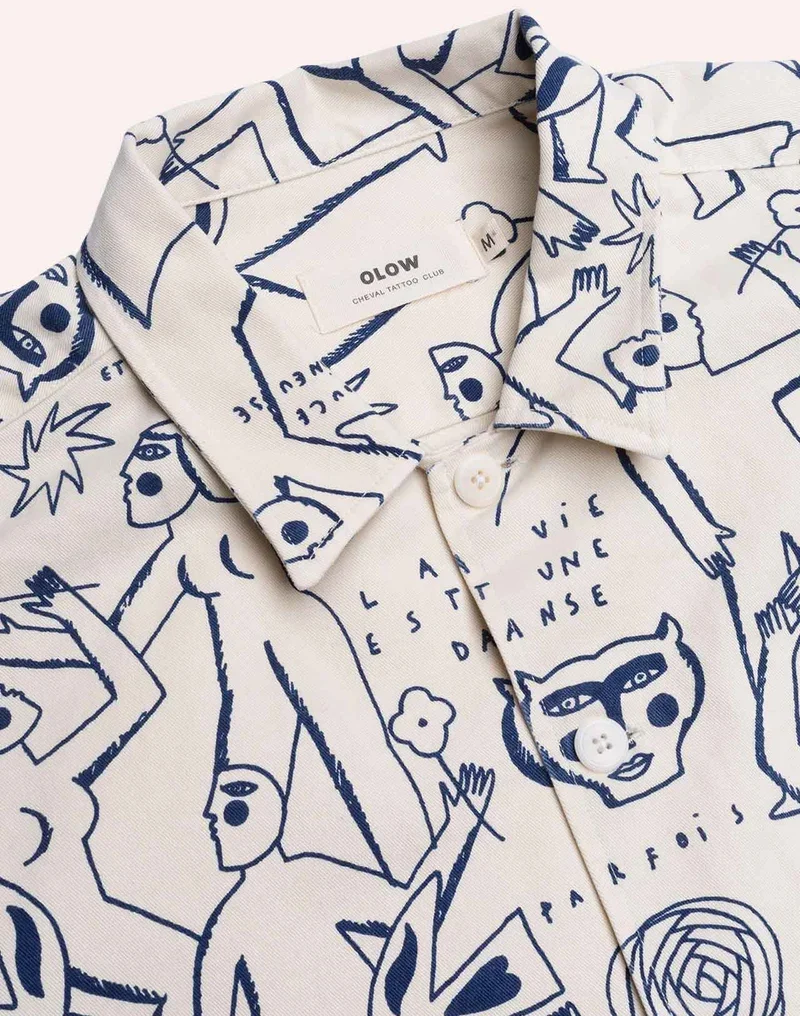 Chemise DECRÉ Life Dance homme beige et bleu – OLOW | Twins