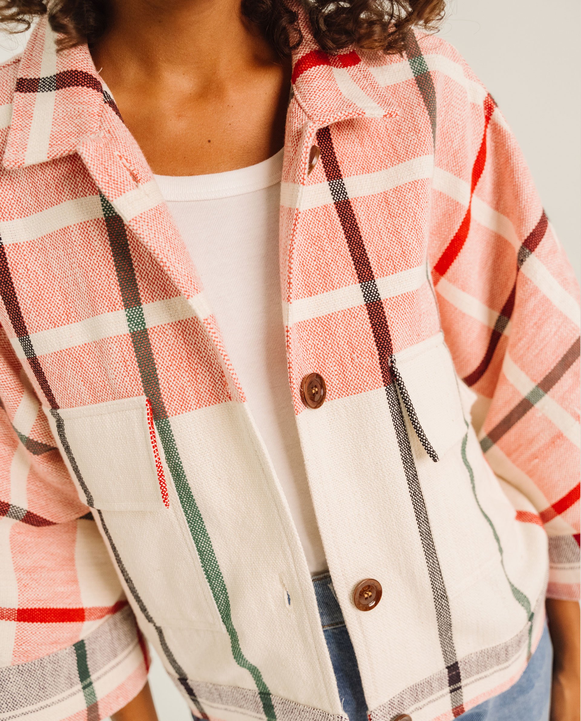 Veste ETIENNE EAST RISING Tinsels carreaux rouge | Twins Concept Store