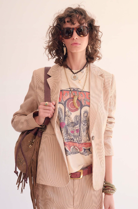 Veste VRIMA sand rayée MKT Studio | Twins Concept Store