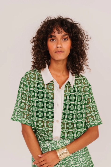 Chemise FLAVIA GOYA Vert Sacrécoeur – Polo Guipure Oversize