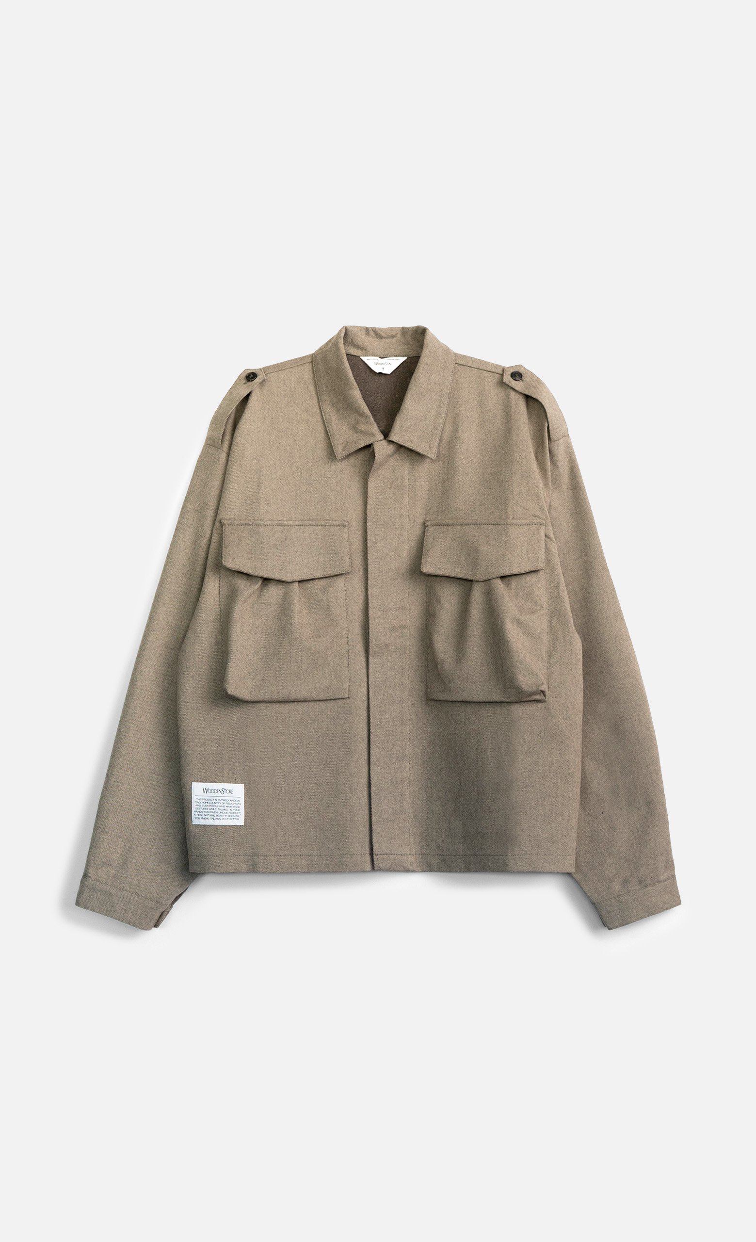 Surchemise MILITARY oversize beige – WOODEN | Twins