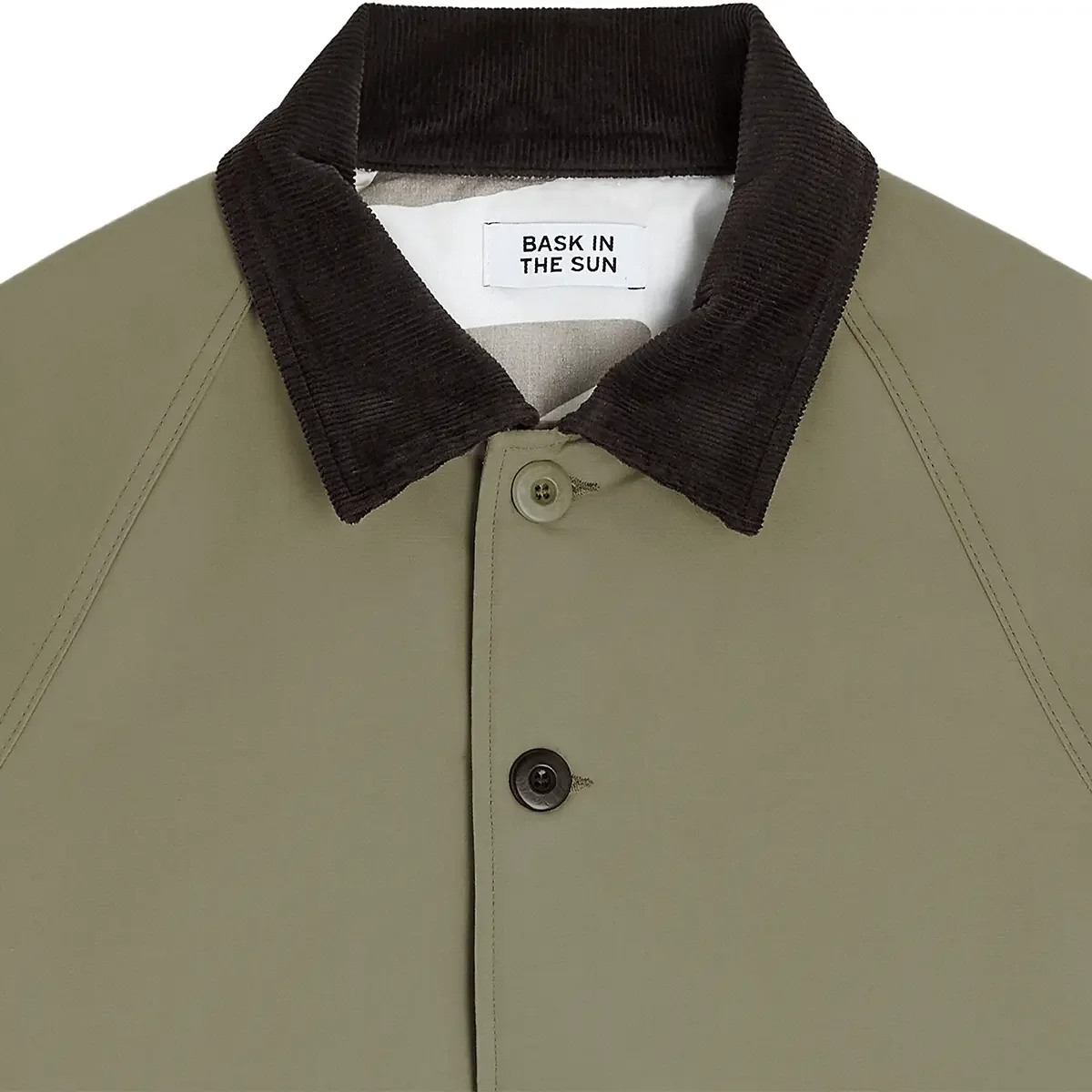 Veste IXONE Bask in the Sun homme Almond en coton avec col en velours côtelé et doublure imprimée Timo Kuilder