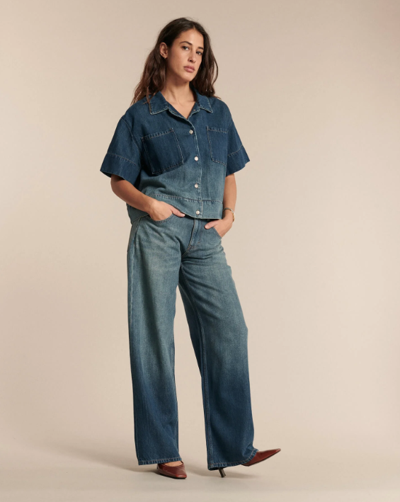 Jean RIVER Halo Sunfade Labdip – Jean Boyfriend Large Écoresponsable