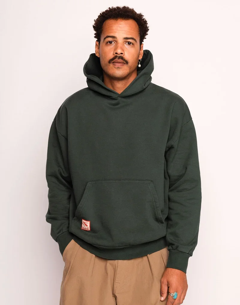 Sweat HOUDINI OLOW homme vert Mélèze à capuche en coton bio GOTS