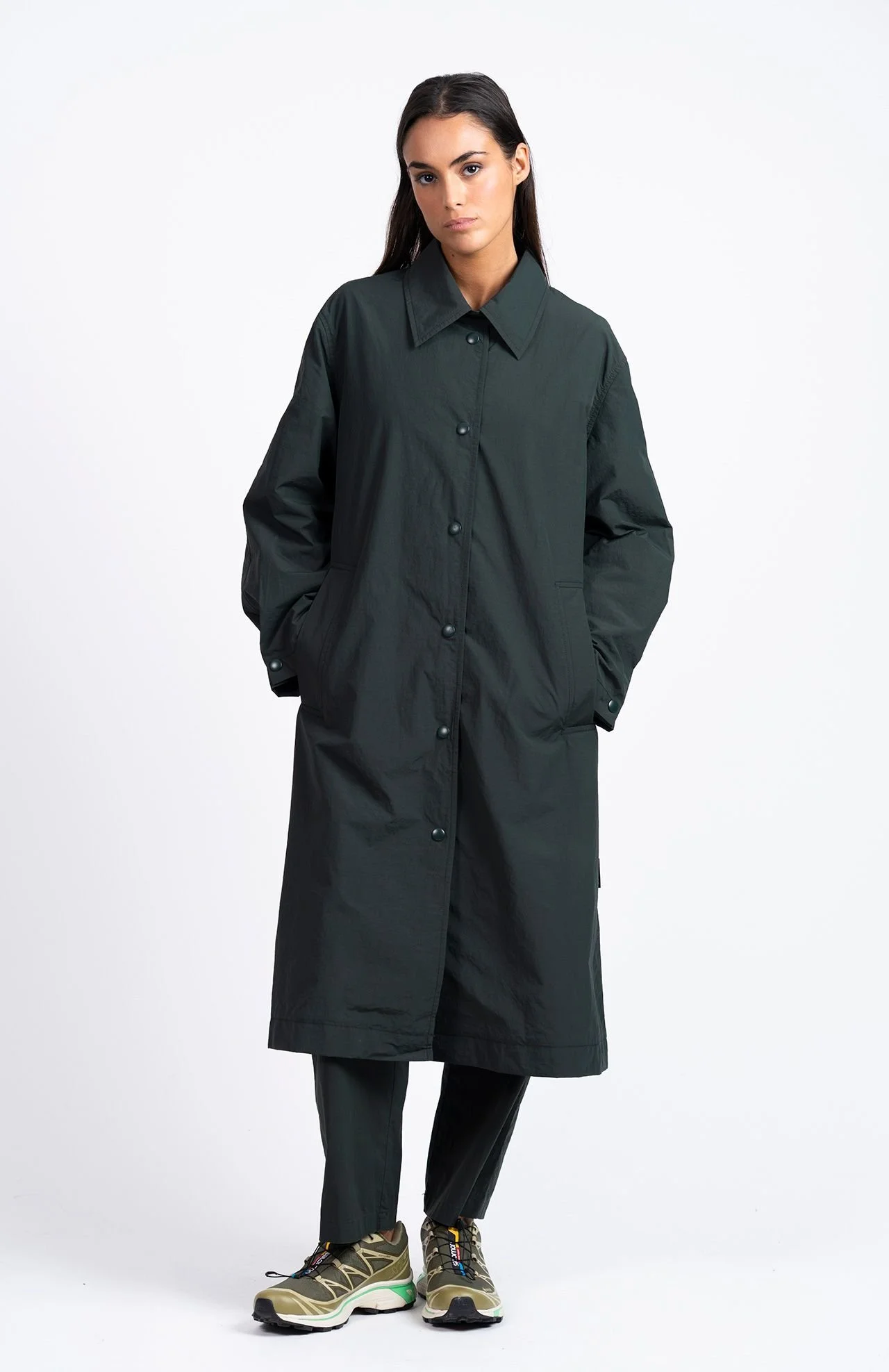 Trench long gabardine vert LOREAK MENDIAN | Twins Concept Store