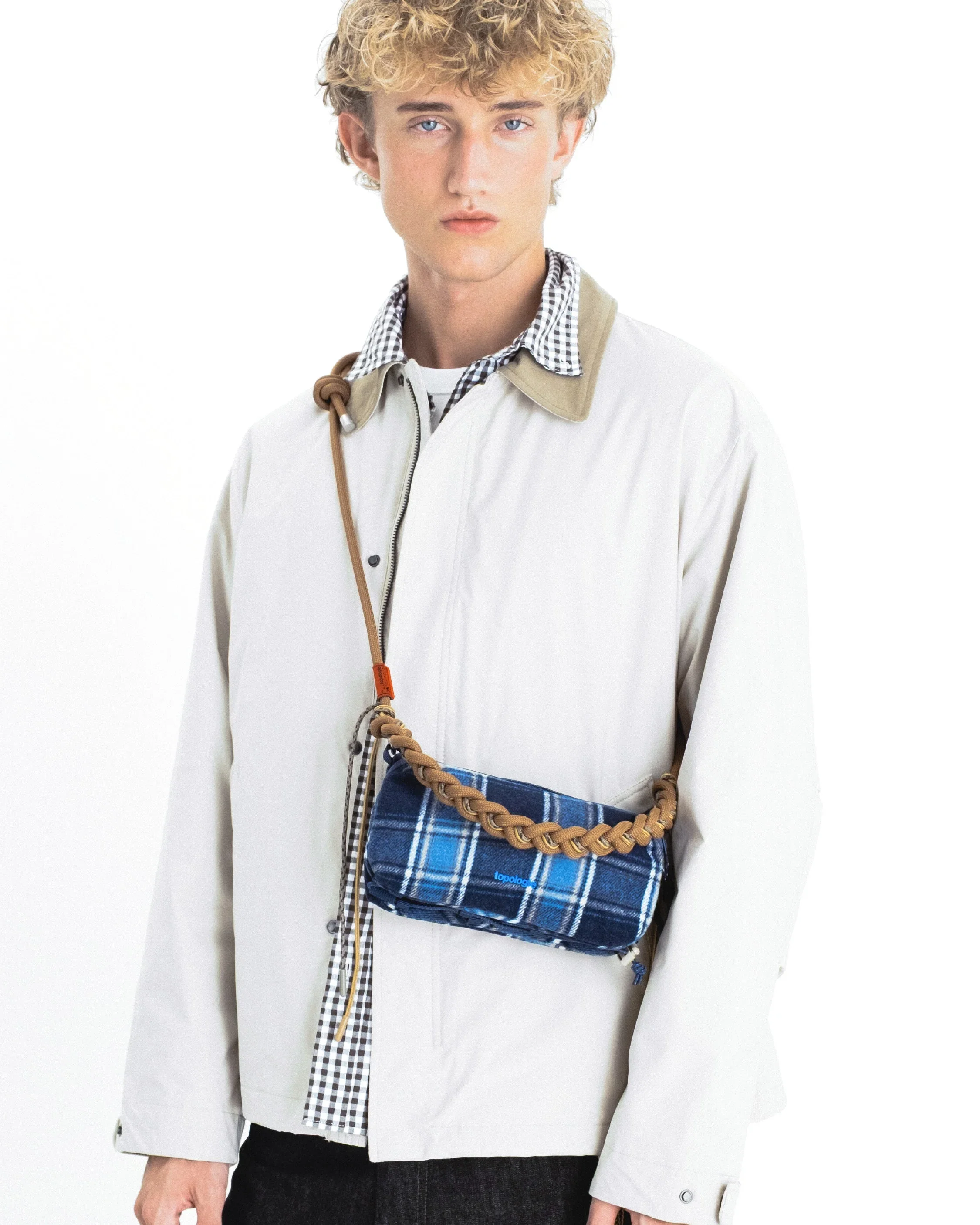 Sacoche bouteille Bottle Sacoche Medium Blue Check – Topologie | Twins