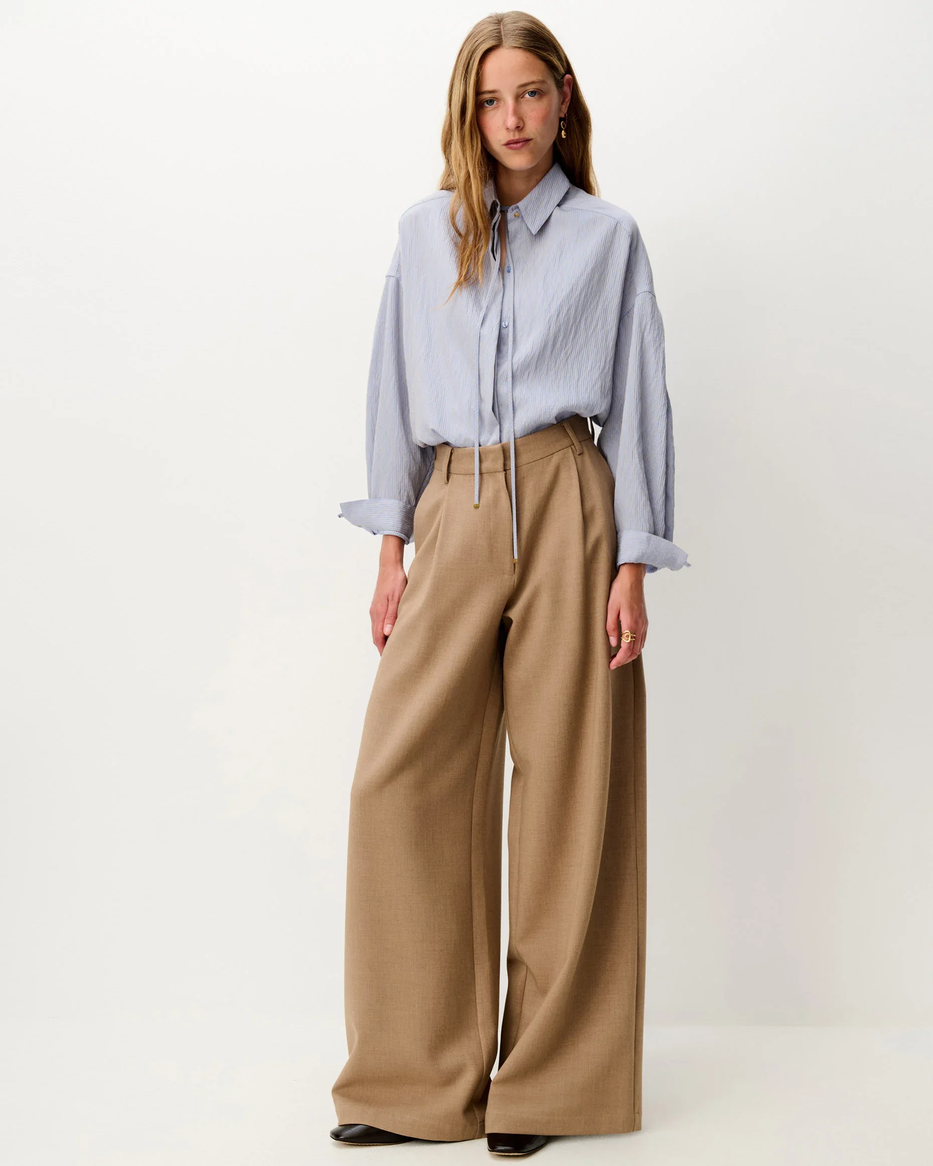 Chemise oversize femme LIZA – Sessùn – Bleu ciel à rayures