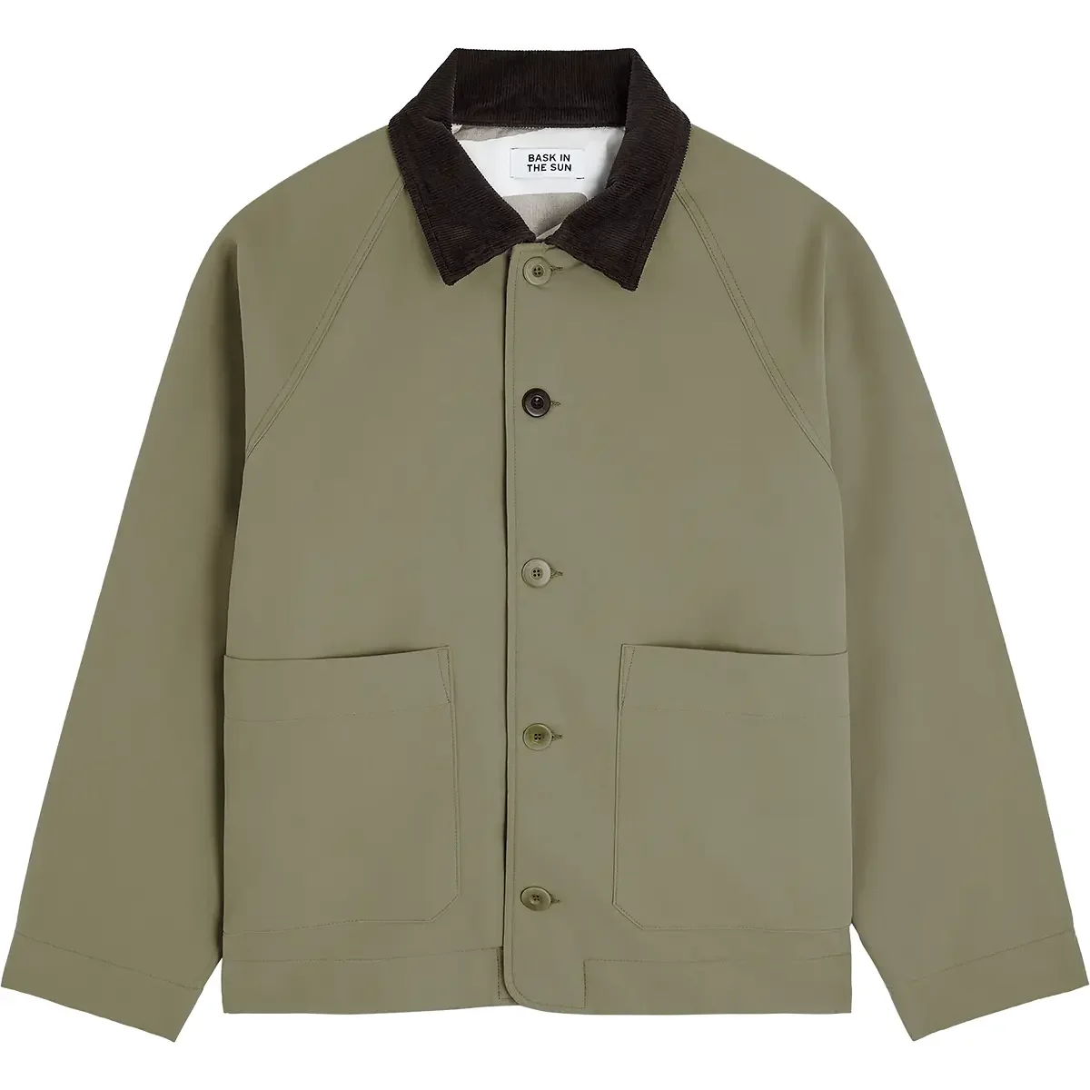 Veste IXONE Bask in the Sun homme Almond en coton avec col en velours côtelé et doublure imprimée Timo Kuilder