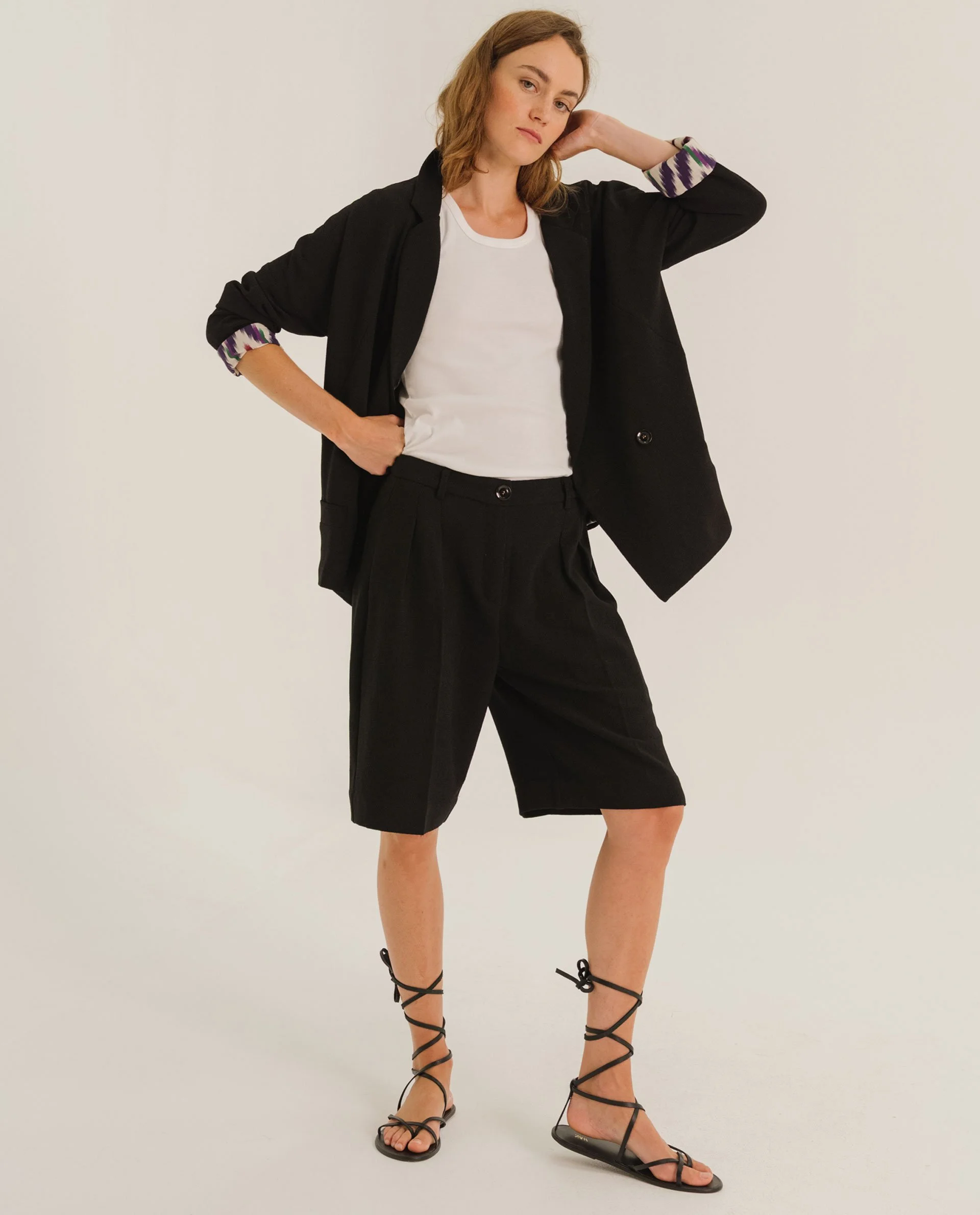 Bermuda EDMOND Noir Tinsels | Bermuda Femme Fluide | Twins Concept Store Paris