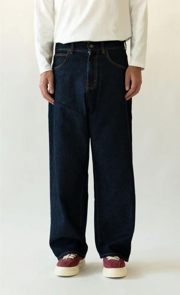 Jean BIG BIG JAPAN Blu Raw WOODEN – Coupe Large 100% Coton Made in Italy