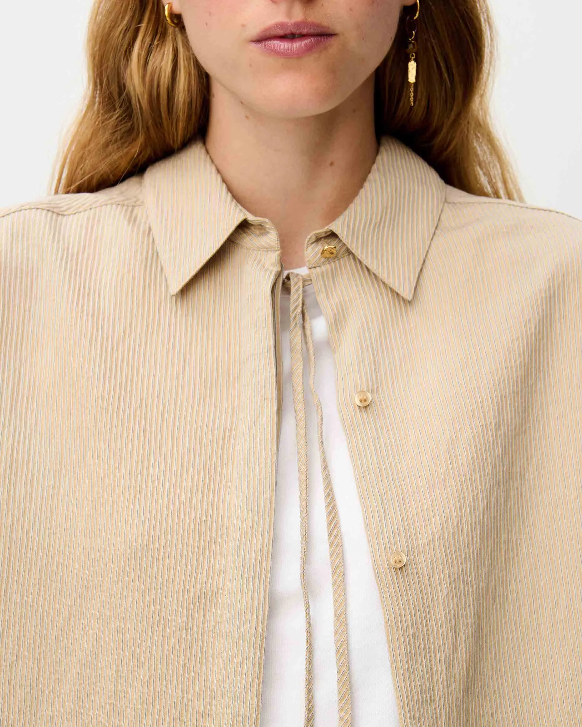 Chemise oversize femme beige à rayures – Sessùn | Twins