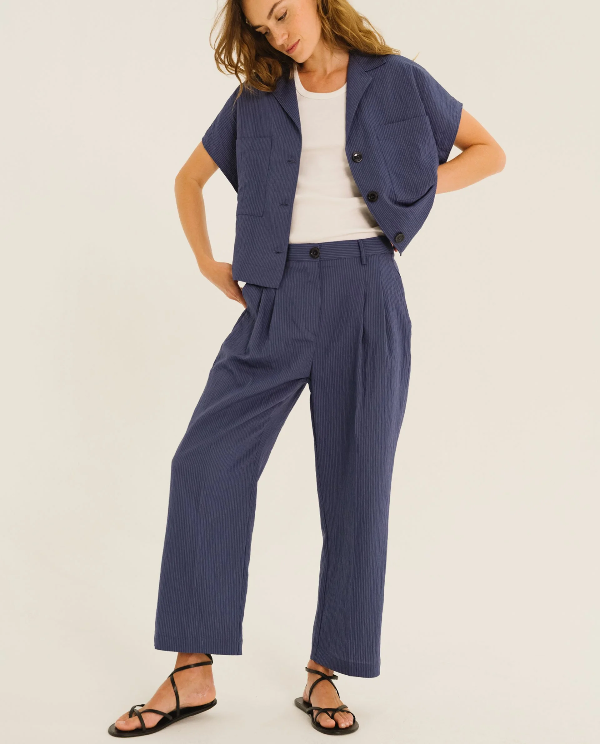 Pantalon PEPA navy rayures TINSELS | Twins Concept Store