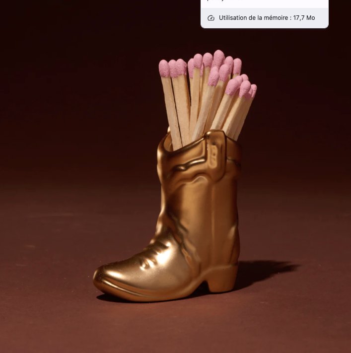 Porte-allumettes Cowboy Boot doré Paddywax | Twins Concept Store