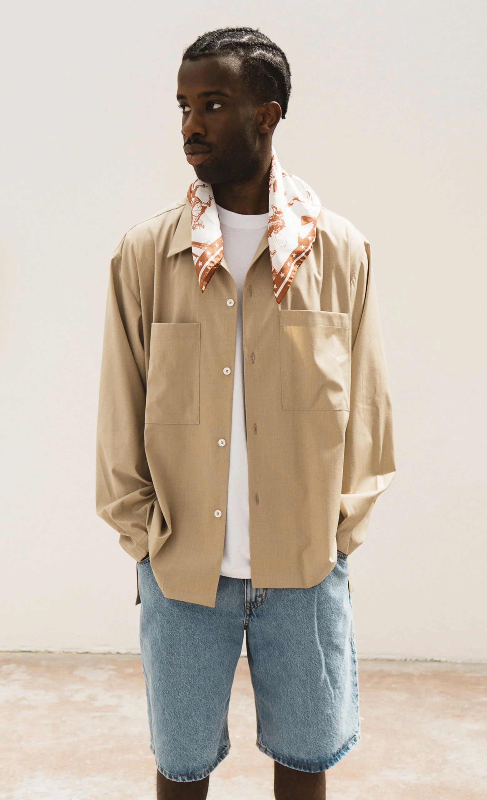 Chemise HIROKO noisette WOODEN coupe décontractée | Twins Concept Store