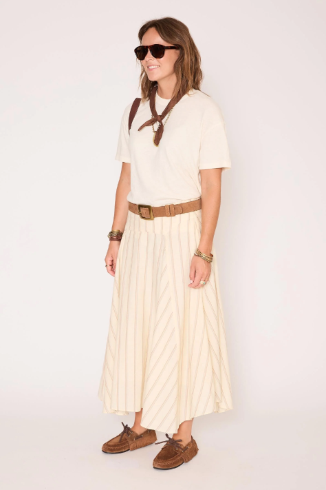 Jupe JORDANA rayée vanille midi MKT Studio | Twins Concept Store